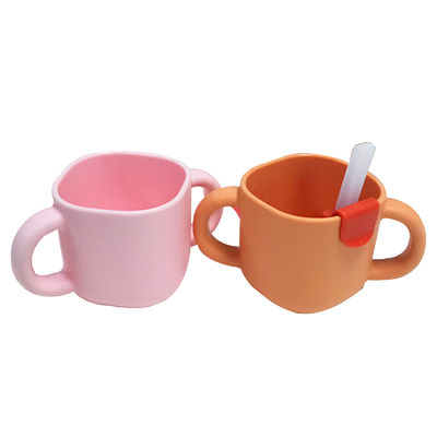 Good price Orange BPA Free Silicone Handle Feeding Bottle Baby Sippy Cup With Straw For Kids online