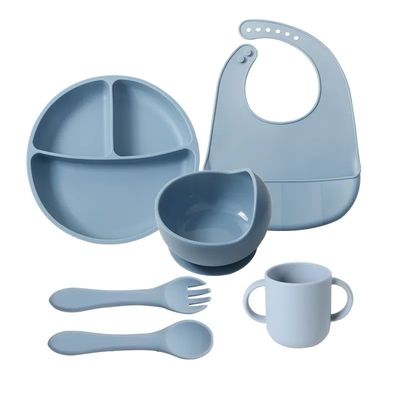 Good price Silicone Food Grade Infant Dinnerware Sets Baby Feeding Set Suction Kids Infant Plates And Bowls online