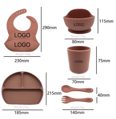 Good price Portable Silicone Tableware Baby Feeding Set With Plate Feeding Spoon Cup Bowl Bib online